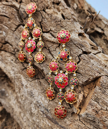 Pink Gul Phool Earrings