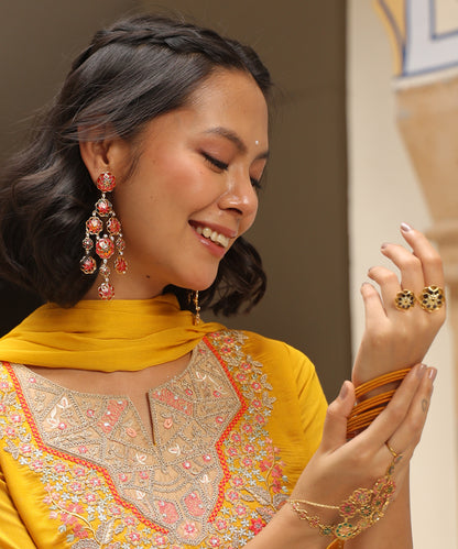Pink Gul Phool Earrings