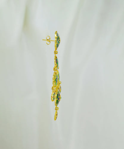 Green Gul Phool Earrings Small