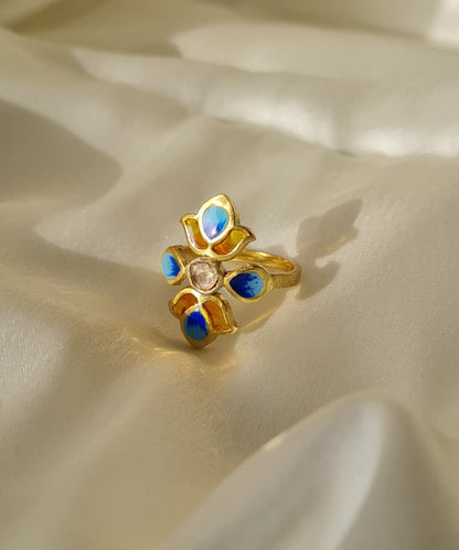 Padma Lotus Adjustable Ring Blue