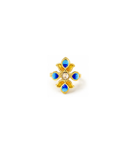 Padma Lotus Adjustable Ring Blue