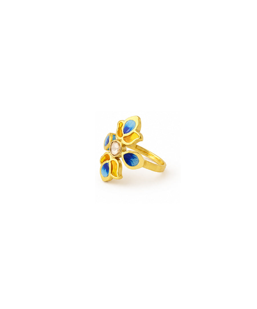 Padma Lotus Adjustable Ring Blue
