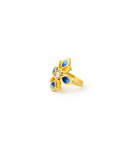 Padma Lotus Adjustable Ring Blue