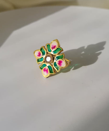 Padma Lotus Adjustable Ring Green
