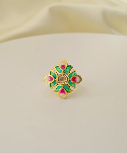 Padma Lotus Adjustable Ring Green