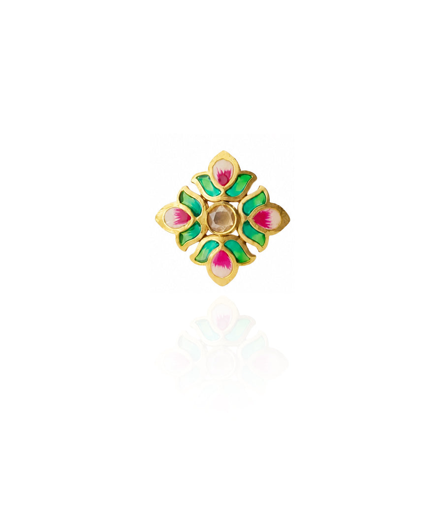 Padma Lotus Adjustable Ring Green