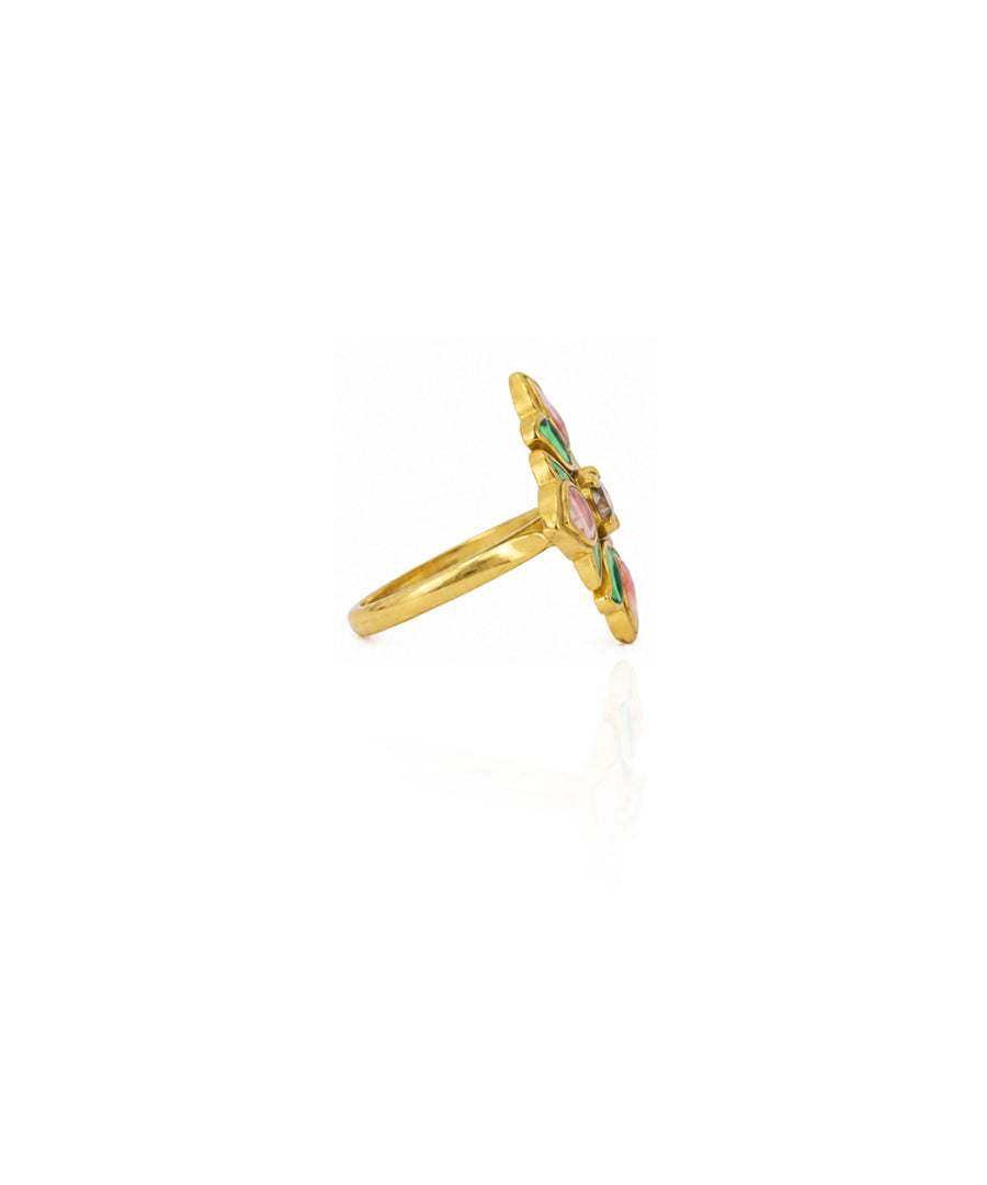 Padma Lotus Adjustable Ring Green