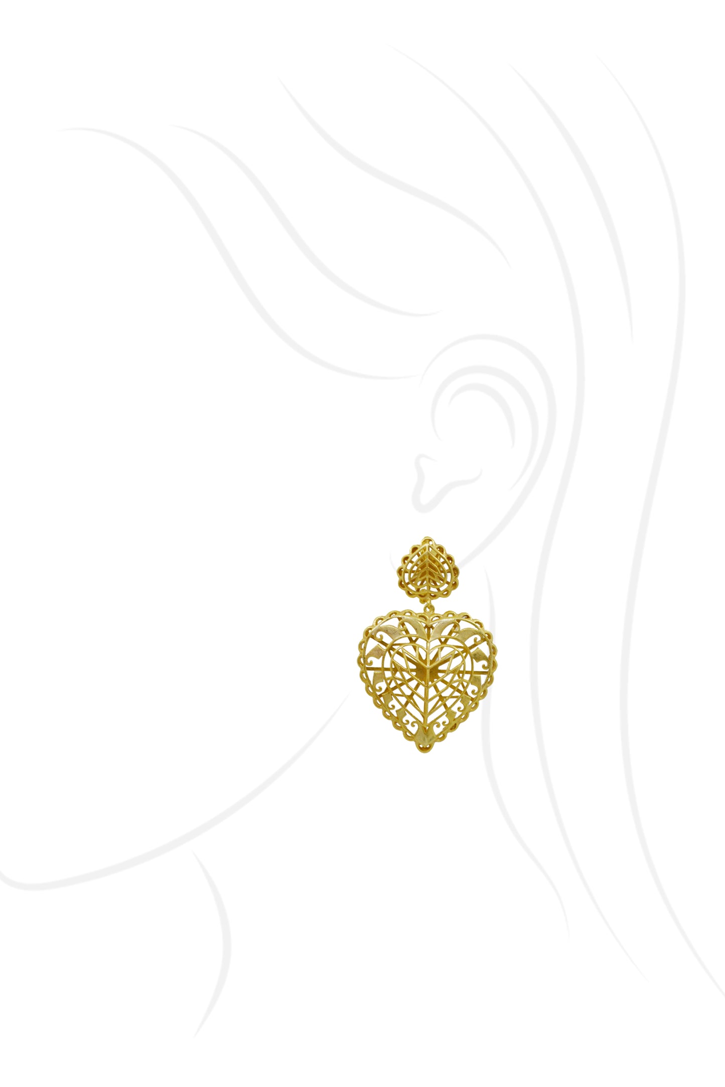 Rakaan Big Heart Drop Earrings – Gold Plated - Sterling Silver