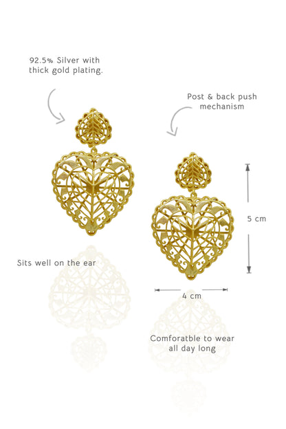 Rakaan Heart Dangle Earrings Big