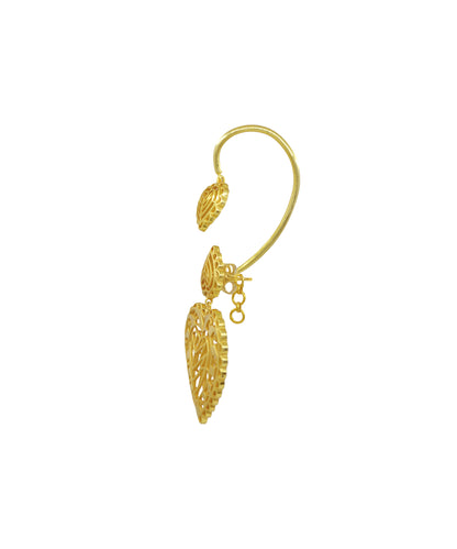 Rakaan Big Heart Drop Earrings With Detachable Ear Cuff – Gold Plated - Sterling Silver