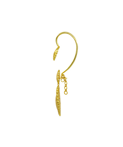 Rakaan Big Heart Drop Earrings With Detachable Ear Cuff – Gold Plated - Sterling Silver