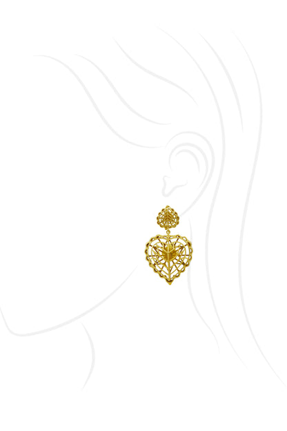 Rakaan Dainty Heart Drop Earrings – Small - Gold Plated - Sterling Silver