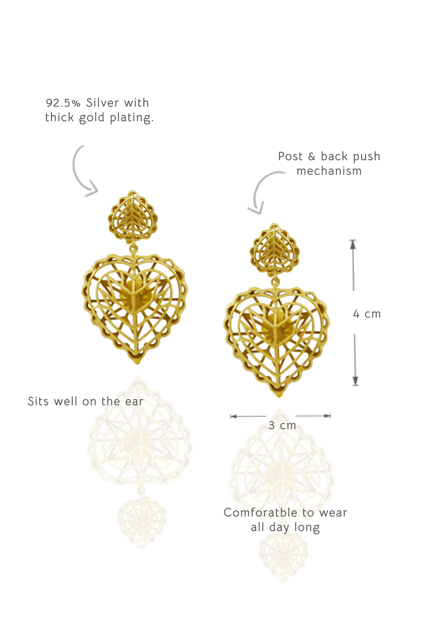 Rakaan Heart Dangle Earrings Small