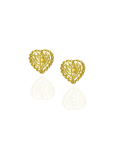 Rakaan Heart-Shaped Minimal Studs –  Gold Finish