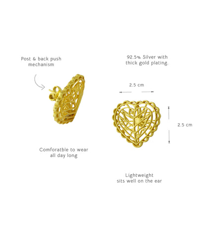 Rakaan Heart-Shaped Minimal Studs –  Gold Finish