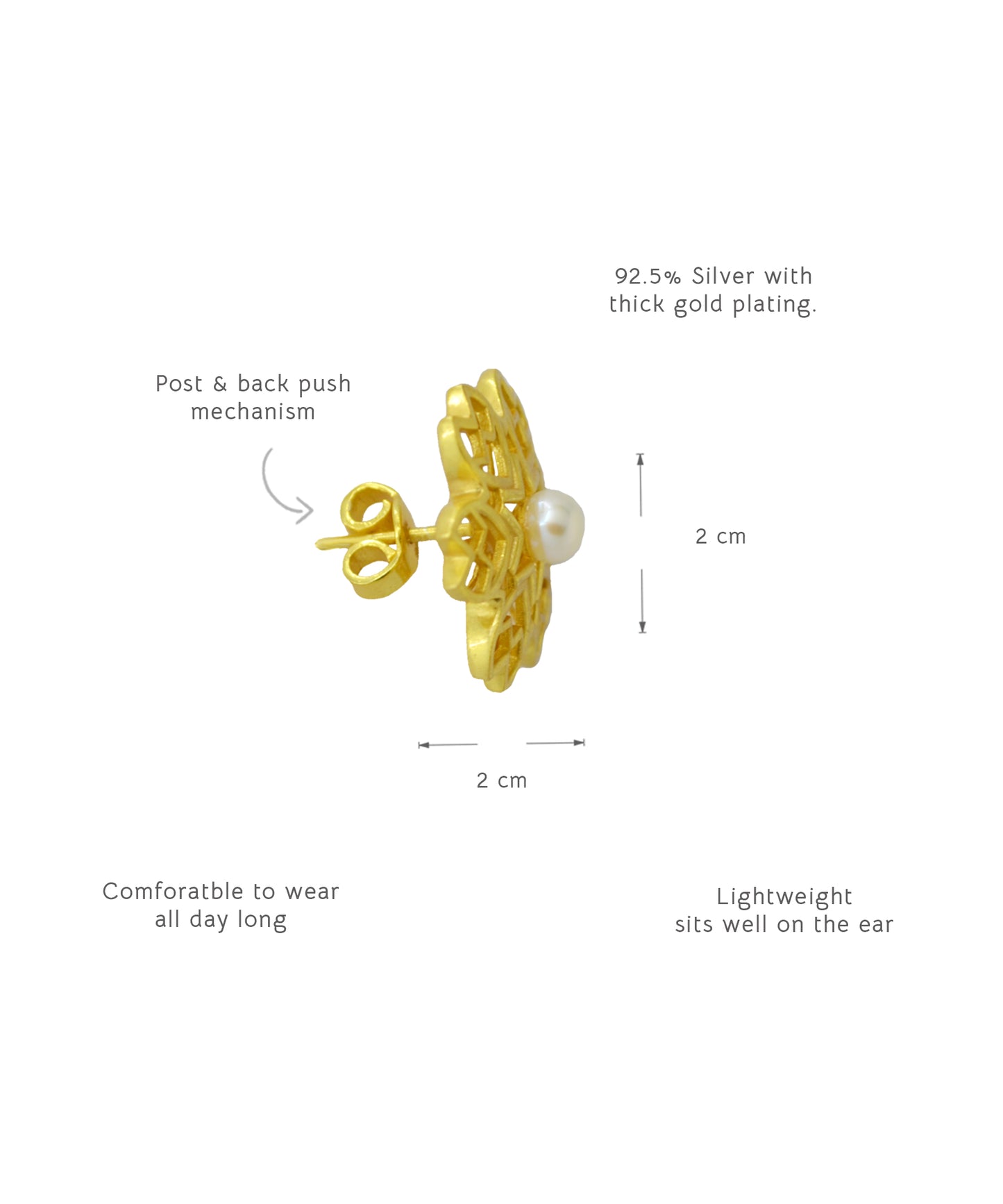 Rakaan - Ranjha Stud Earrings - Handcrafted Gold Finish