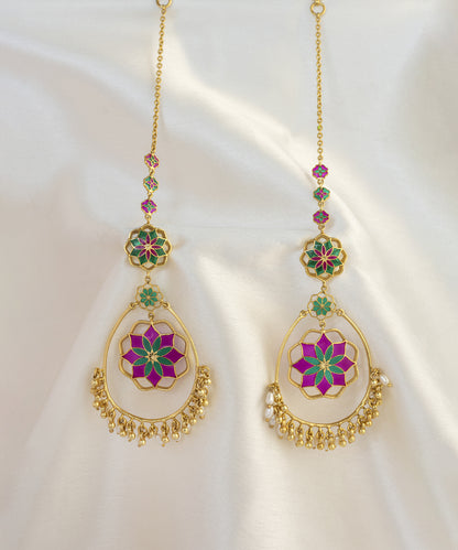 Rani Pink Gul Roja Chandbali Earrings