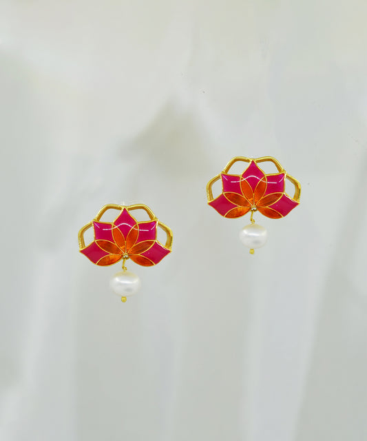 Pink Gul Half Stud Earrings
