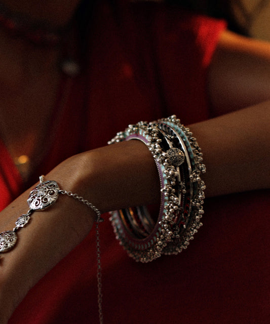 Silver Thar Ghungroo Bangle