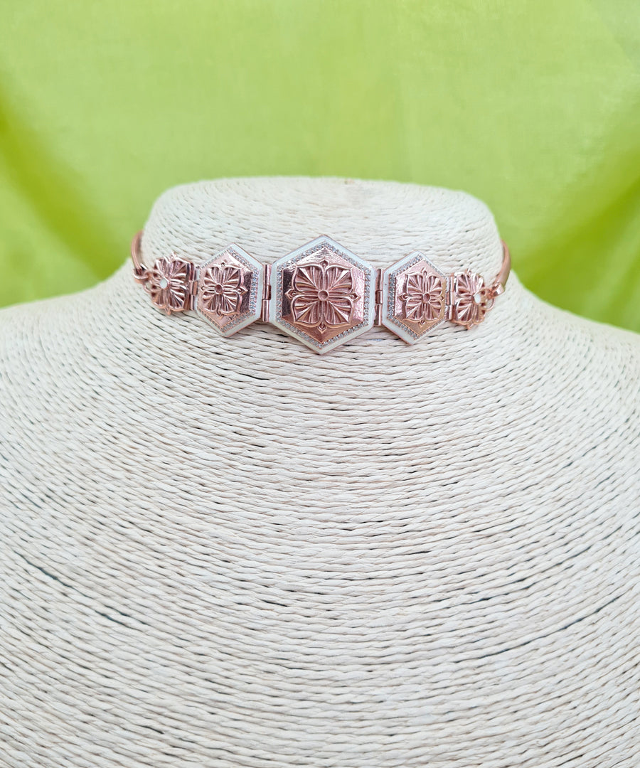 Rosegold White Zircon Magnolia Choker Small