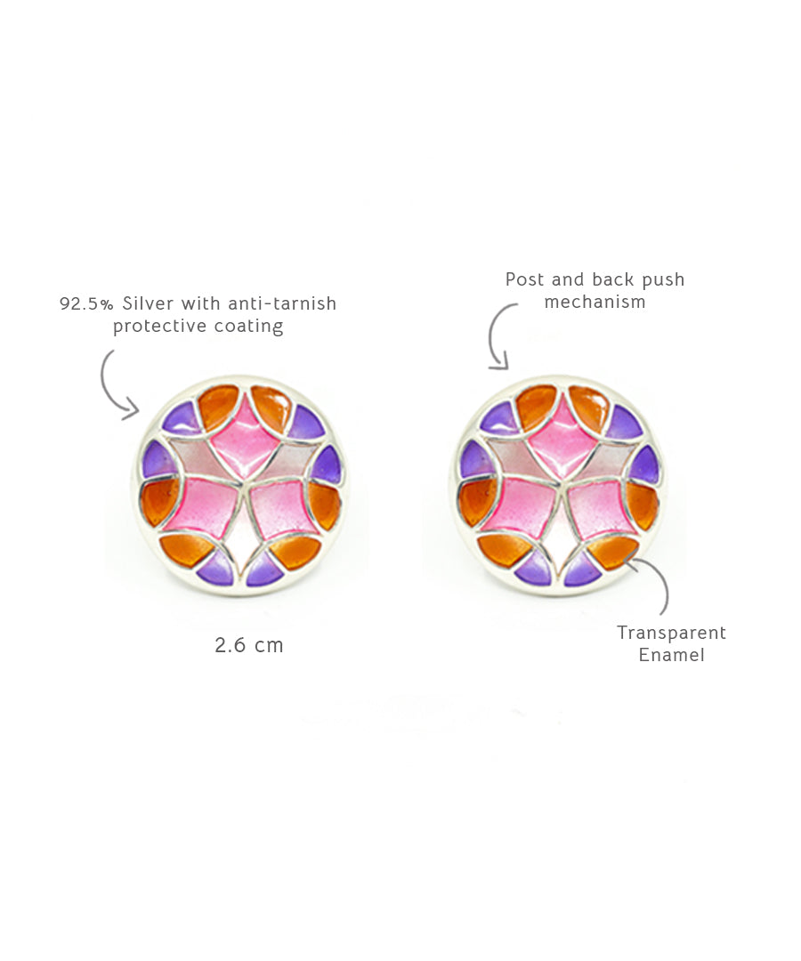 Rust Pink Kaleidoscope Stud Earrings