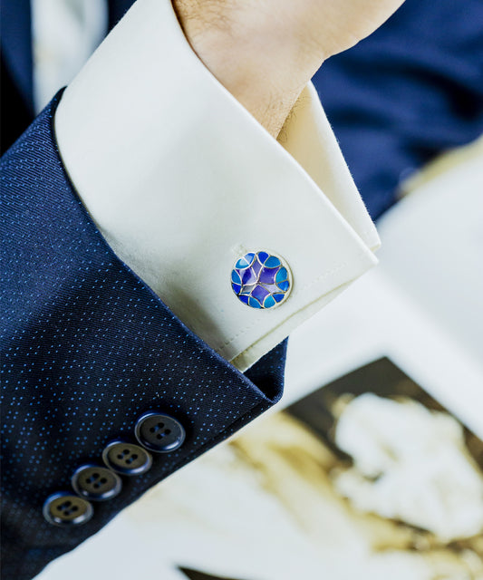 Aqua Blue Kaleidoscope Cufflinks