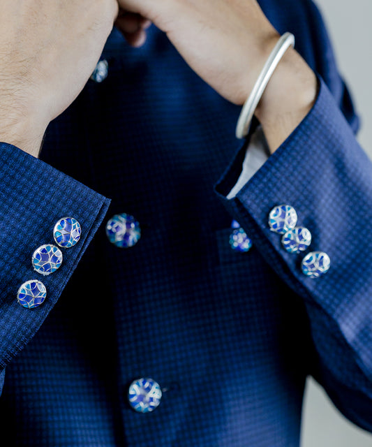 Aqua Blue Kaleidoscope Sherwani Buttons