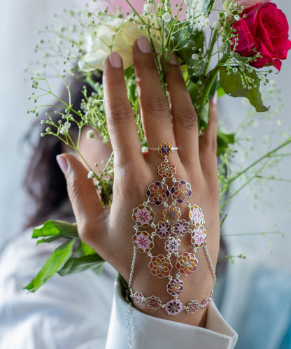 Handcrafted 925 Silver Haathphool - Flower Hand Jewelry