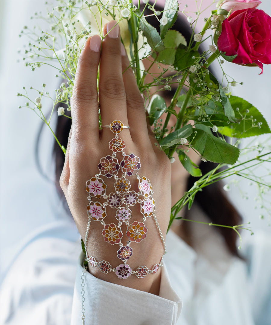 Handcrafted 925 Silver Haathphool - Tarnishfree Hand Jewelry - Traditional Flower Hand Jewelry - Bridal & Festive Wear
