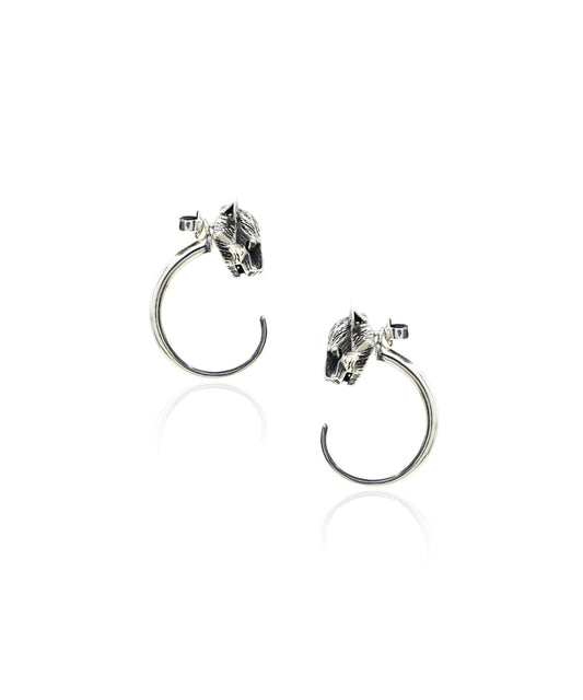 Silver Oxide Untamed Panther Detachable Hoop Earrings