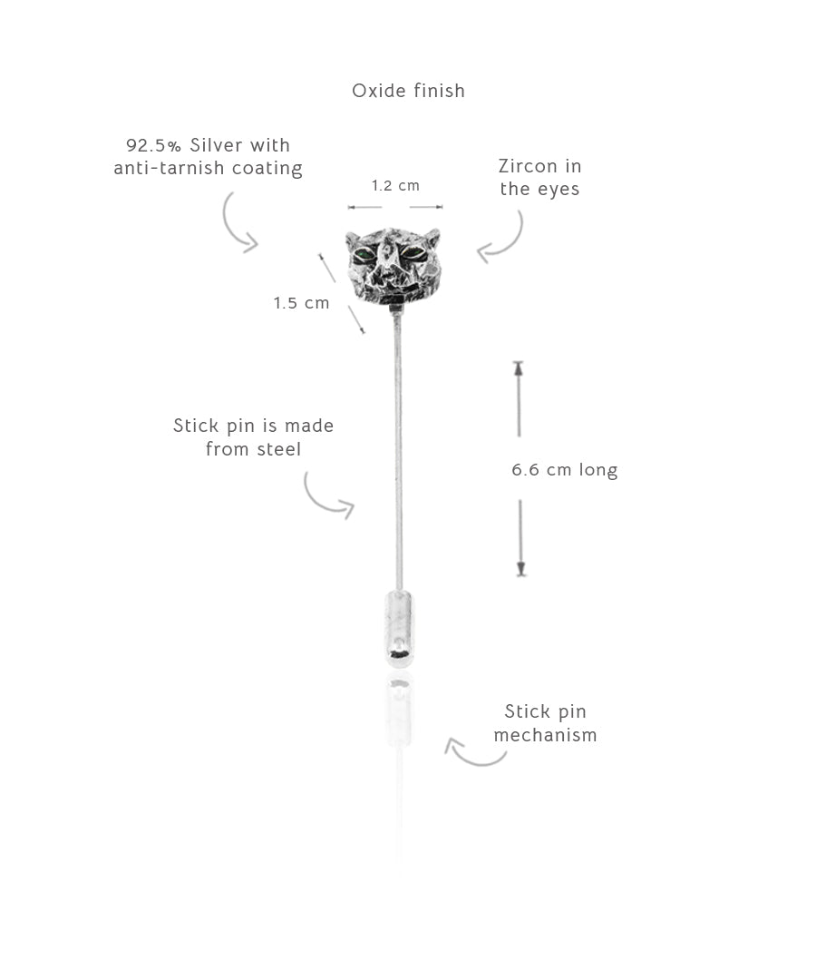 Silver Untamed Panther Lapel Pin