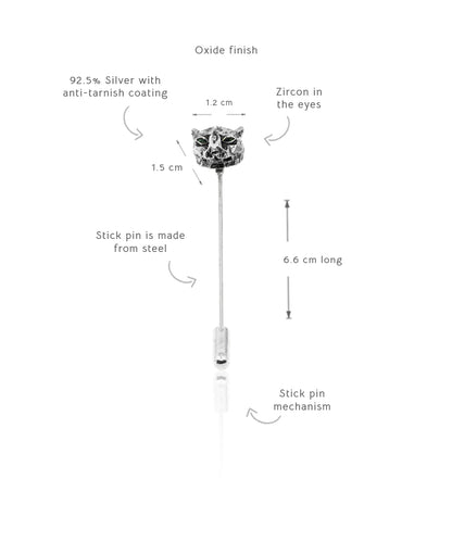 Silver Untamed Panther Lapel Pin