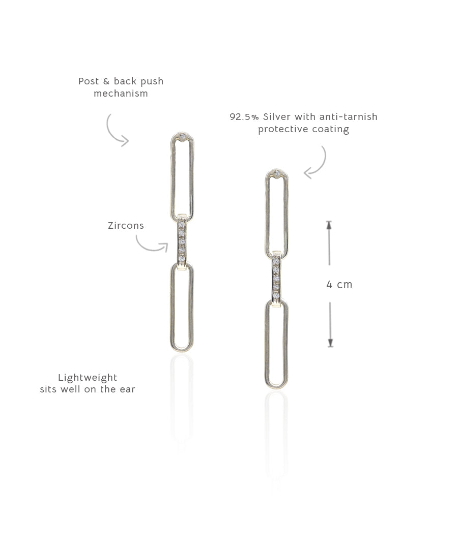 Silver Untamed Paperclip Chain Earrings