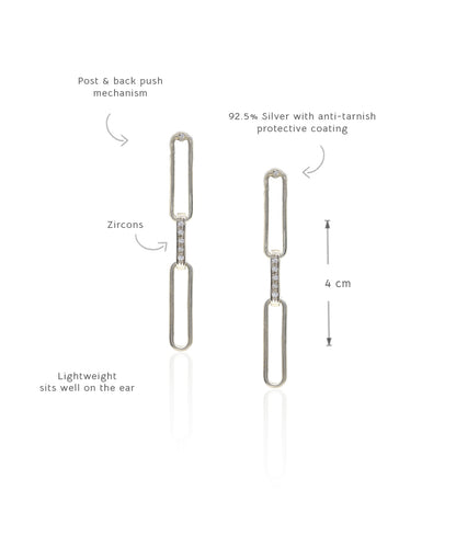 Silver Untamed Paperclip Chain Earrings