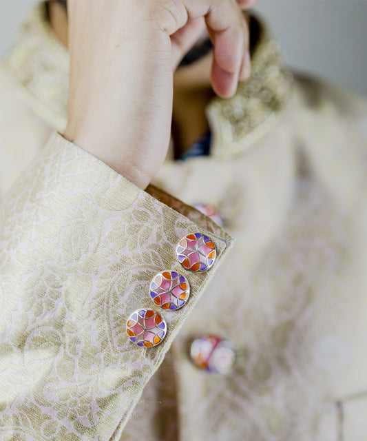 Rust Pink Kaleidoscope Sherwani Buttons