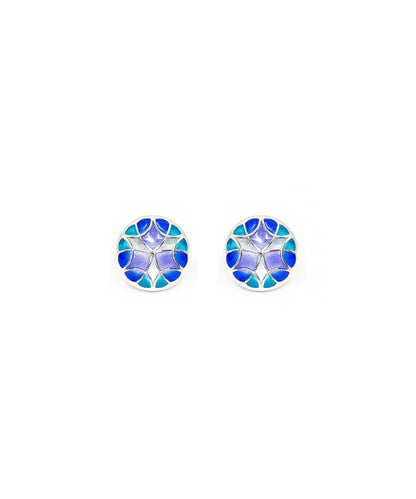Aqua Blue Kaleidoscope Small Stud Earrings