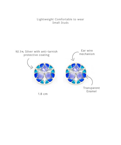 Aqua Blue Kaleidoscope Small Stud Earrings