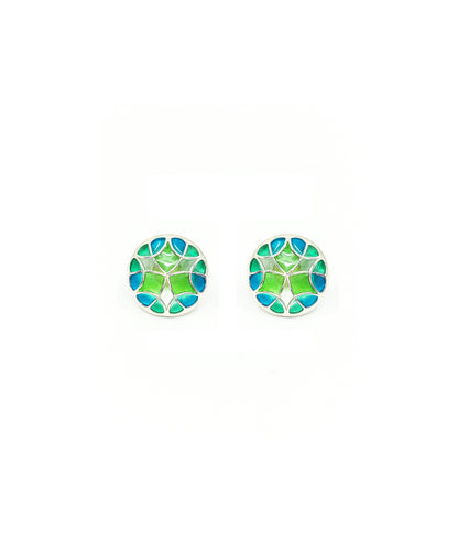Rama Green Kaleidoscope Small Stud Earrings