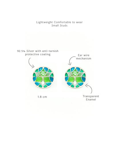 Rama Green Kaleidoscope Small Stud Earrings