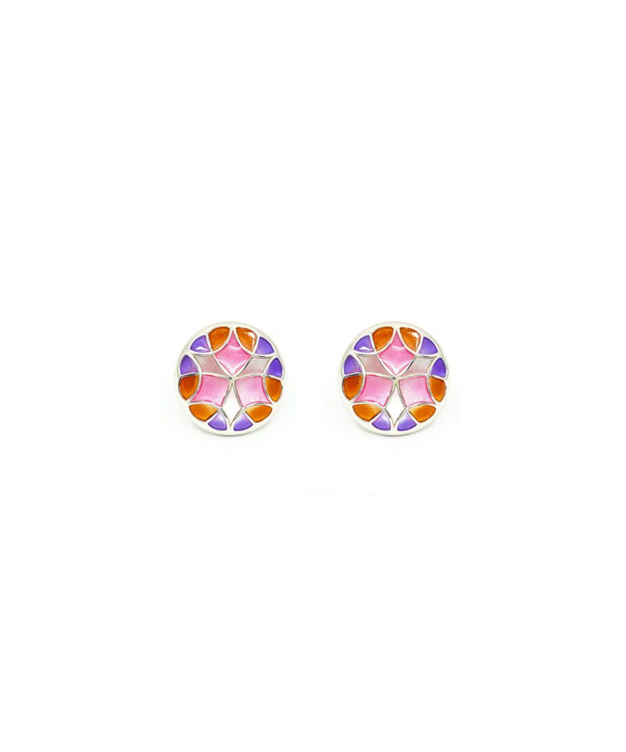 Rust Pink Kaleidoscope Small Stud Earrings
