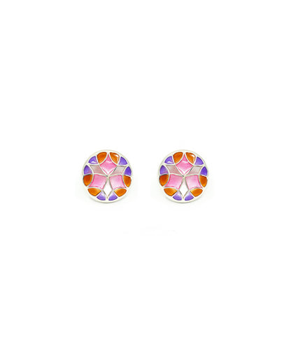Rust Pink Kaleidoscope Small Stud Earrings