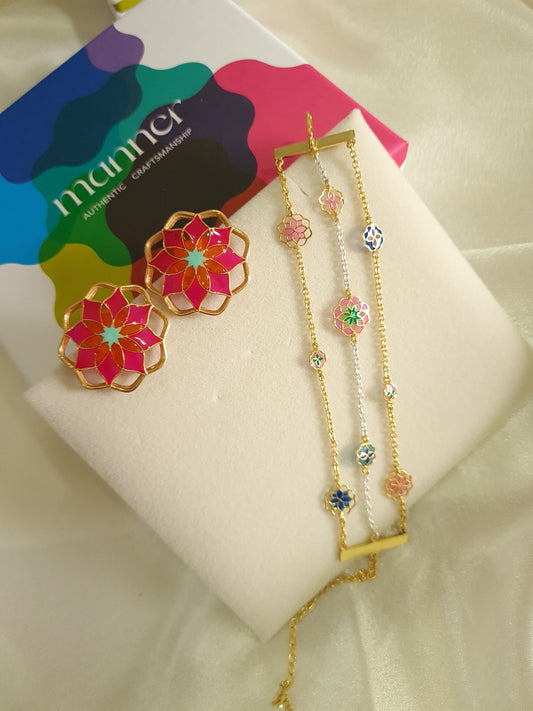 Gul Mudita Stud Earrings & Gul Chain Bracelet