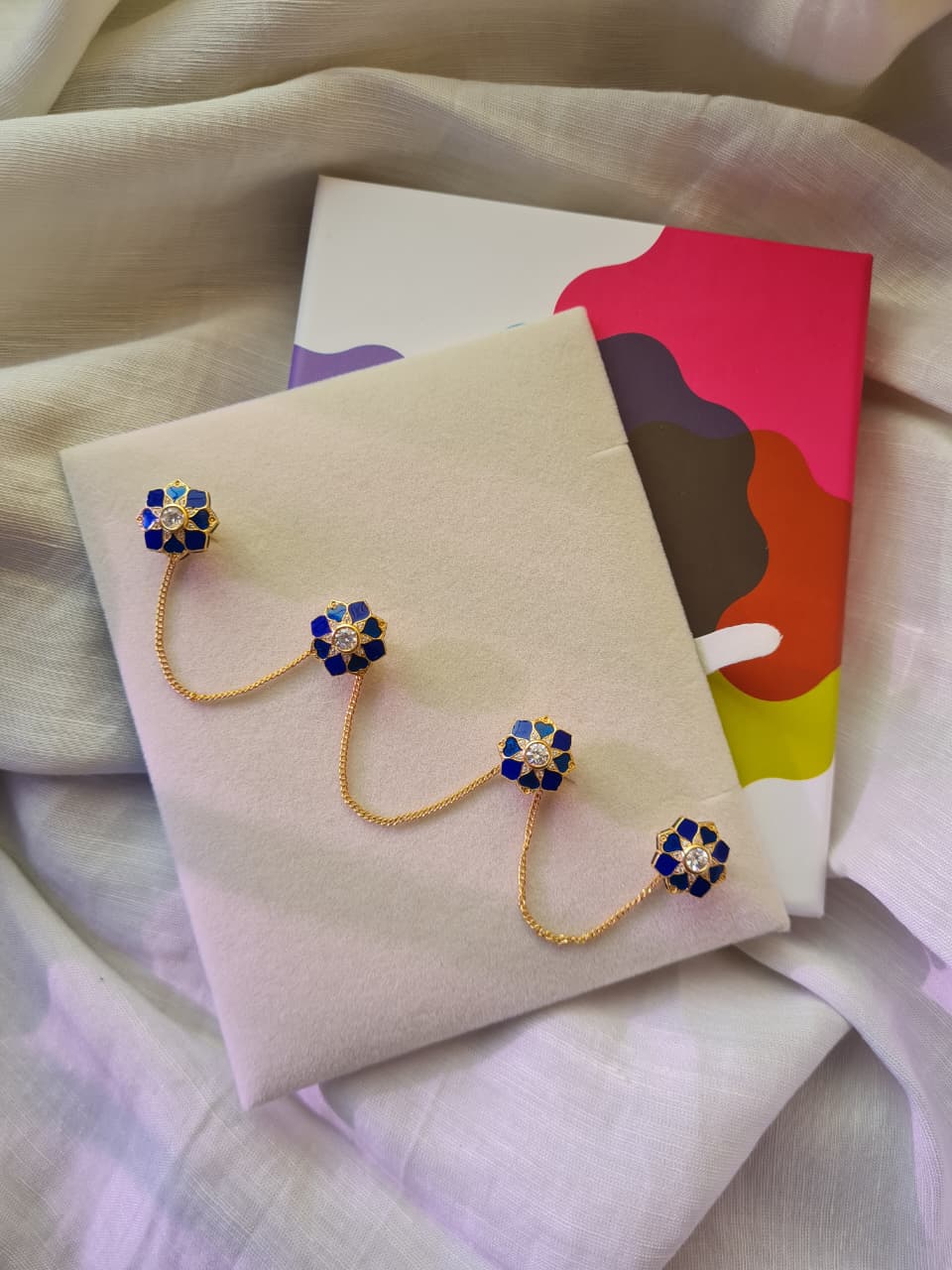 Rajwada Kurta Buttons With Pocket Square - Gift Box For Men - Sterling Silver