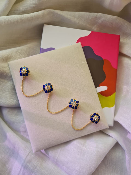 Rajwada Kurta Buttons With Pocket Square - Gift Box For Men - Sterling Silver