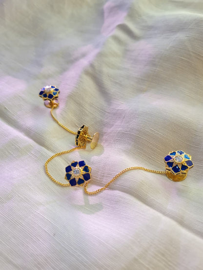 Rajwada Kurta Buttons With Pocket Square - Gift Box For Men - Sterling Silver